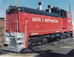 Austin & Northwestern SW9 No. 8 near downtown Austin, Texas. ANW was part of Rail-Tex.